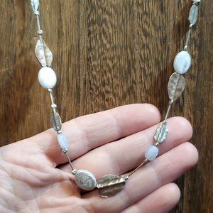 16 Inch 925 Sterling Silver & Copper Pearl And Stone Necklace